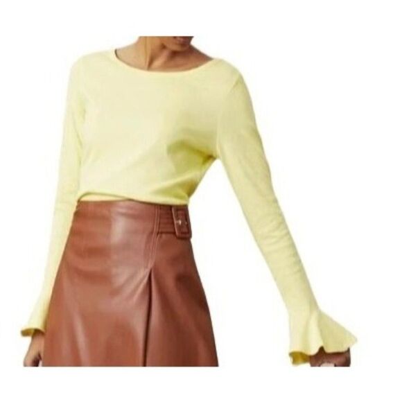 Maeve Yellow Bell Sleeve Flouncy Crop Top XS - Picture 2 of 7